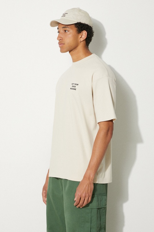 Drôle de Monsieur tricou din bumbac Le T-Shirt Slogan bej PERM.TS203.CO002.MT