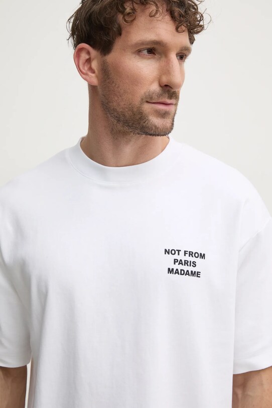 Drôle de Monsieur pamut póló Le T-Shirt Slogan fehér PERM.TS203.CO002.OPW