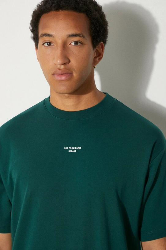 Drôle de Monsieur tricou din bumbac Le T-Shirt Slogan Classique print verde PERM.TS202.CO002.DGN