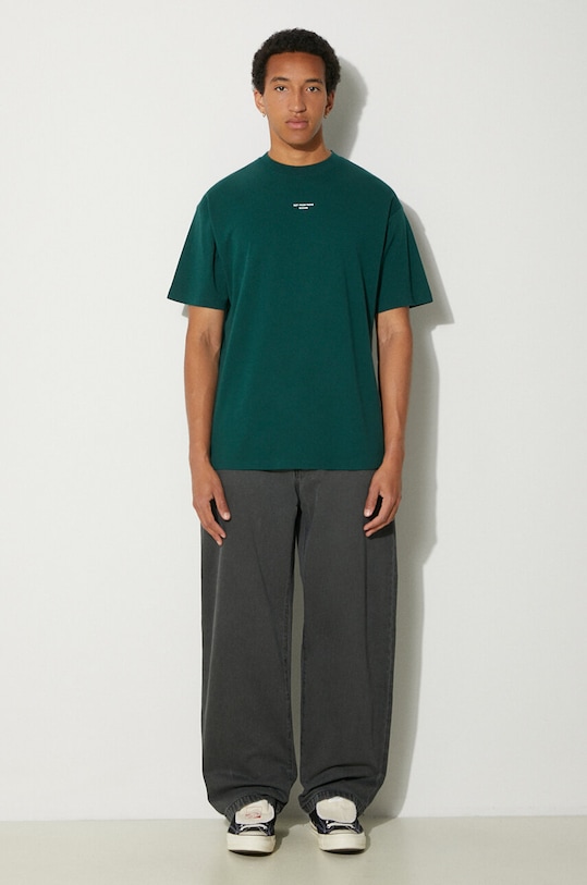 Бавовняна футболка Drôle de Monsieur Le T-Shirt Slogan Classique PERM.TS202.CO002.DGN зелений AW24