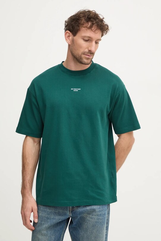 Бавовняна футболка Drôle de Monsieur Le T-Shirt Slogan Classique зелений PERM.TS202.CO002.DGN