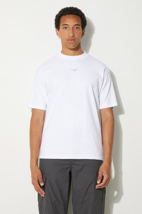 Pamučna majica Drôle de Monsieur Slogan Classique print bijela PERM.TS202.CO002.OPW