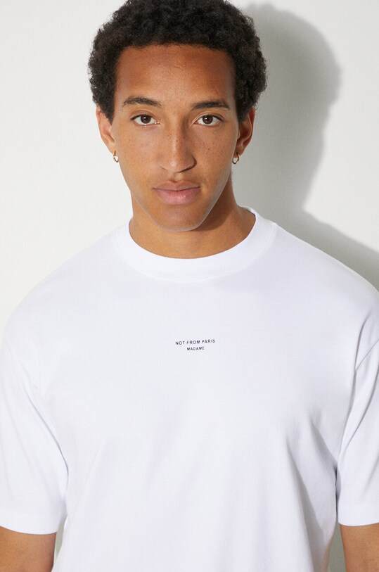 Drôle de Monsieur tricou din bumbac Slogan Classique PERM.TS202.CO002.OPW alb
