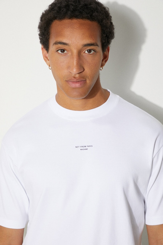 Bavlnené tričko Drôle de Monsieur Slogan Classique PERM.TS202.CO002.OPW biela