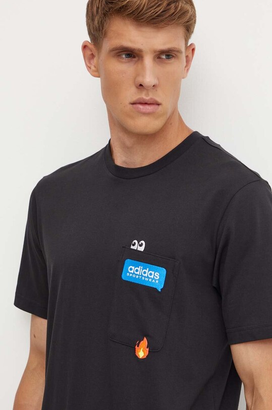 adidas t-shirt bawełniany czarny IW2639