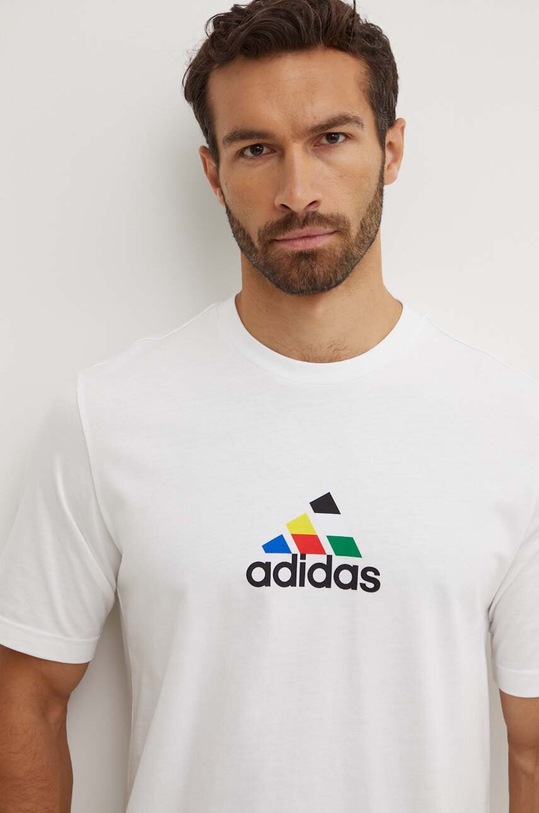adidas tricou din bumbac Tiro print alb IW2668
