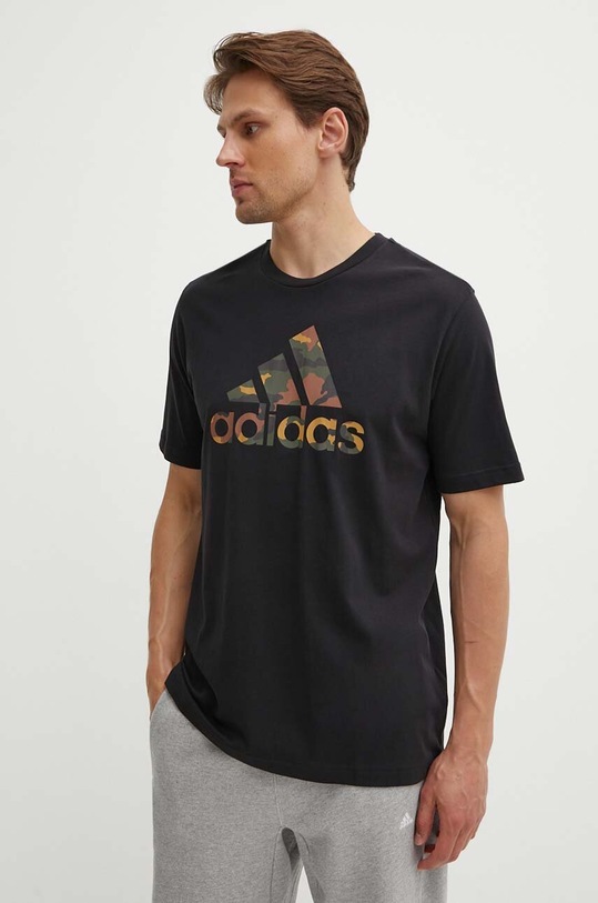 adidas t-shirt bawełniany Camo czarny IW2671