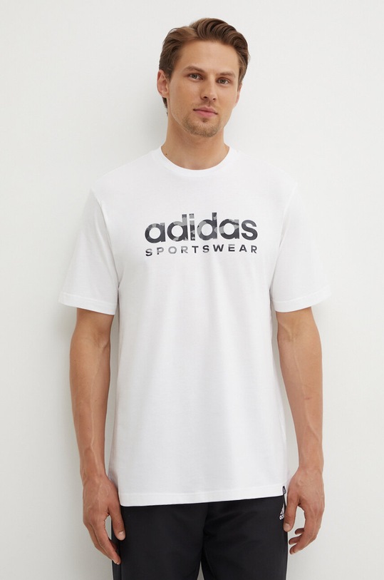 adidas t-shirt in cotone Camo sovrastampa bianco IW2674