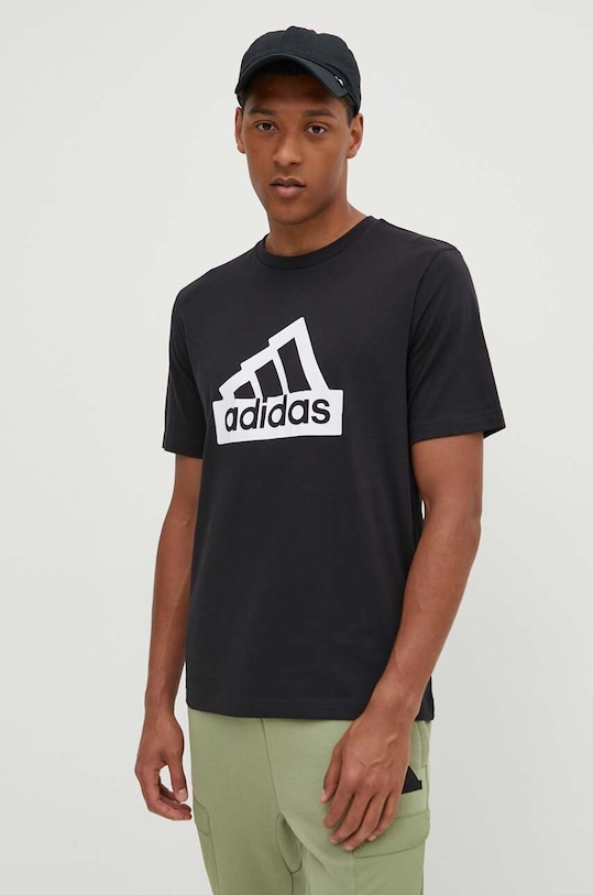 adidas t-shirt bawełniany Essentials czarny IW2702