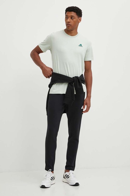 Бавовняна футболка adidas Essentials IX0119 зелений AW24