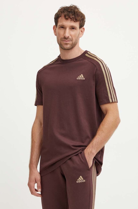 adidas tricou din bumbac Essentials cu modele maro IX0158