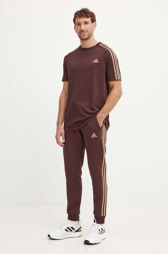 adidas tricou din bumbac Essentials IX0158 maro AW24