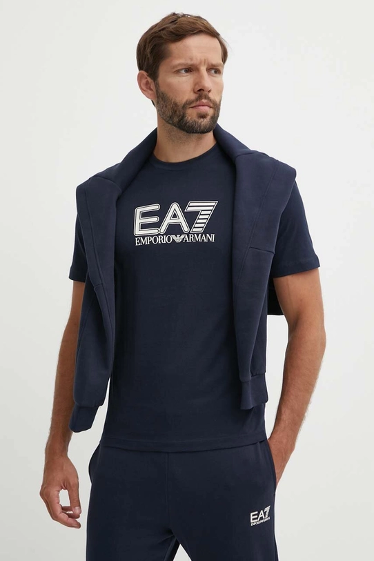 EA7 Emporio Armani tricou din bumbac print bleumarin PJVPZ.6DPT81.1562