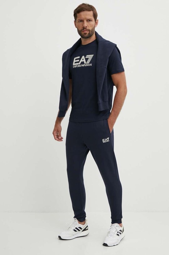 Памучна тениска EA7 Emporio Armani PJVPZ.6DPT81.1562 тъмносин AW24