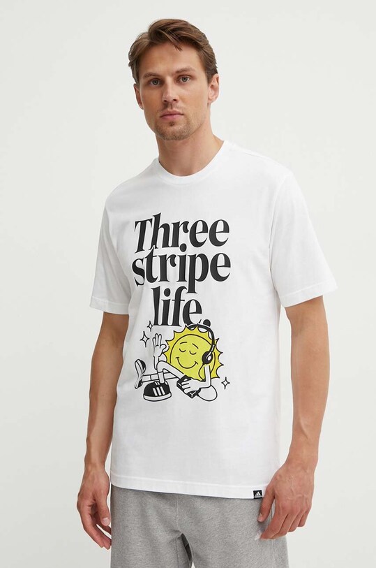 adidas tricou din bumbac print alb IY0727