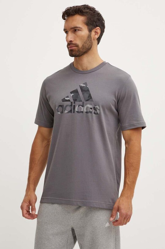 adidas tricou din bumbac Camo print gri IY0741