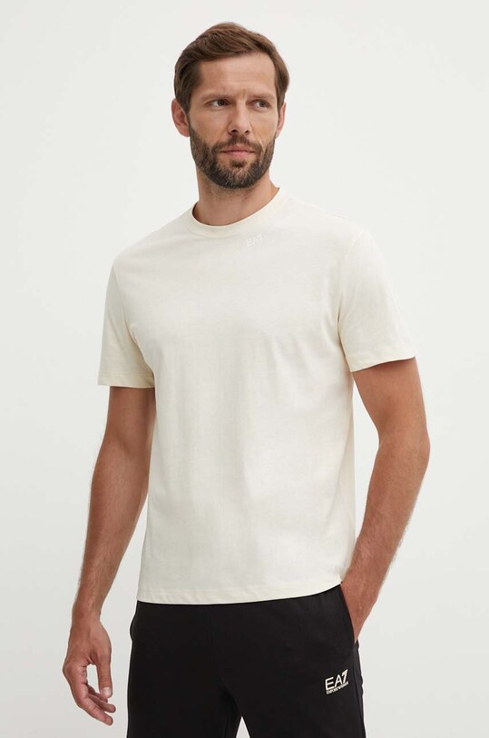 Хлопковая футболка EA7 Emporio Armani хлопок бежевый PJTJZ.6DUT08.1713