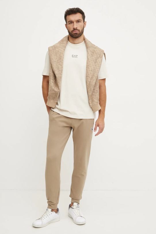 Bavlněné tričko EA7 Emporio Armani AF11970.7M000006.U1072 béžová AW24