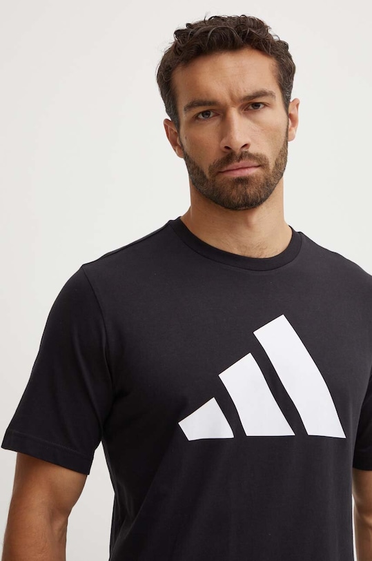 Памучна тениска adidas черен IY8583