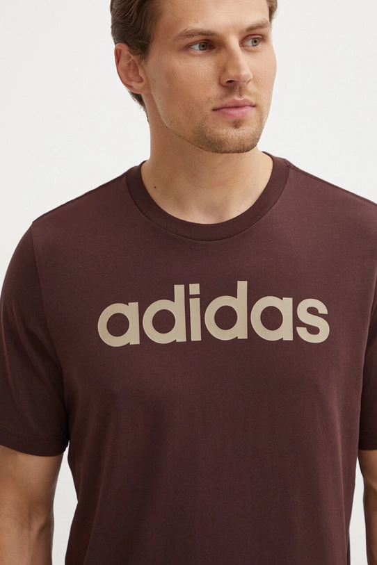 adidas t-shirt bawełniany Essentials brązowy IZ4768