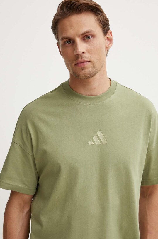Bavlněné tričko adidas All SZN kulatý zelená JD1010