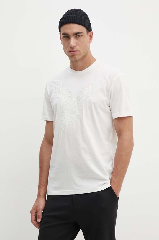 Armani Exchange t-shirt bawełniany regular beżowy 6DZTAD.ZJ9TZ