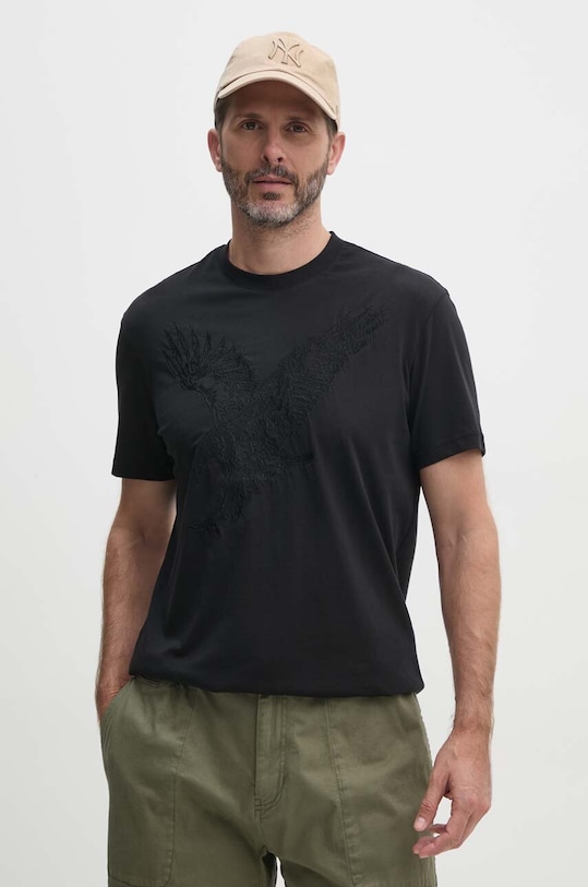 Armani Exchange t-shirt bawełniany regular czarny 6DZTAD.ZJ9TZ