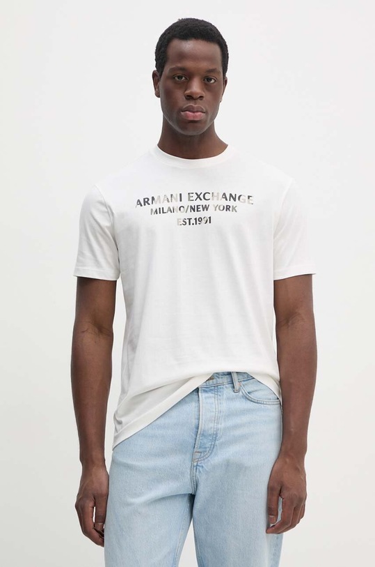 Bavlnené tričko Armani Exchange potlač biela 6DZTH5.ZJ9JZ