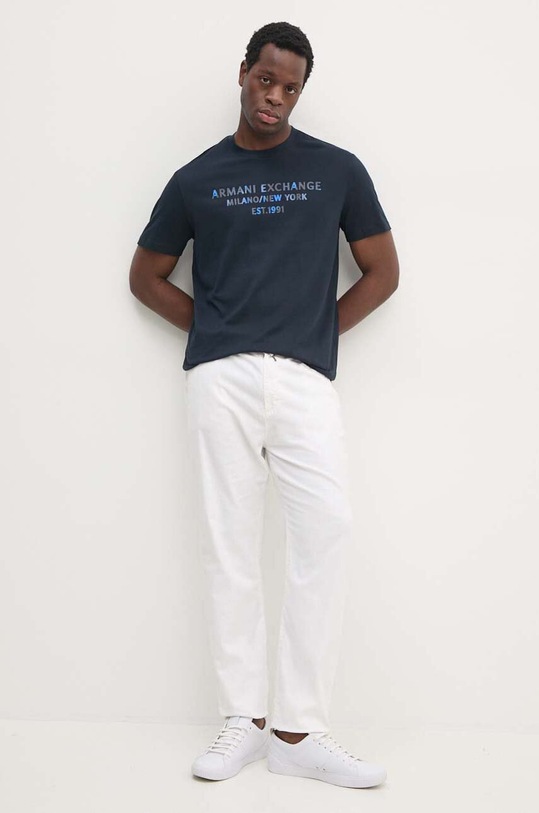 Armani Exchange tricou din bumbac 6DZTH5.ZJ9JZ bleumarin AW24