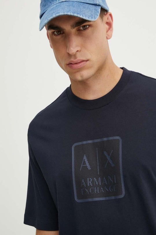 Armani Exchange t-shirt bawełniany nadruk granatowy 6DZTHB.ZJ9JZ