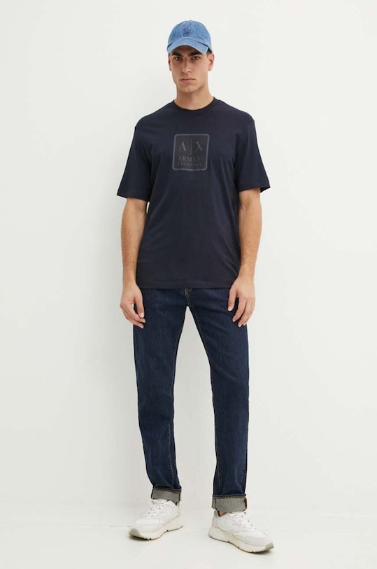 Хлопковая футболка Armani Exchange 6DZTHB.ZJ9JZ тёмно-синий AW24
