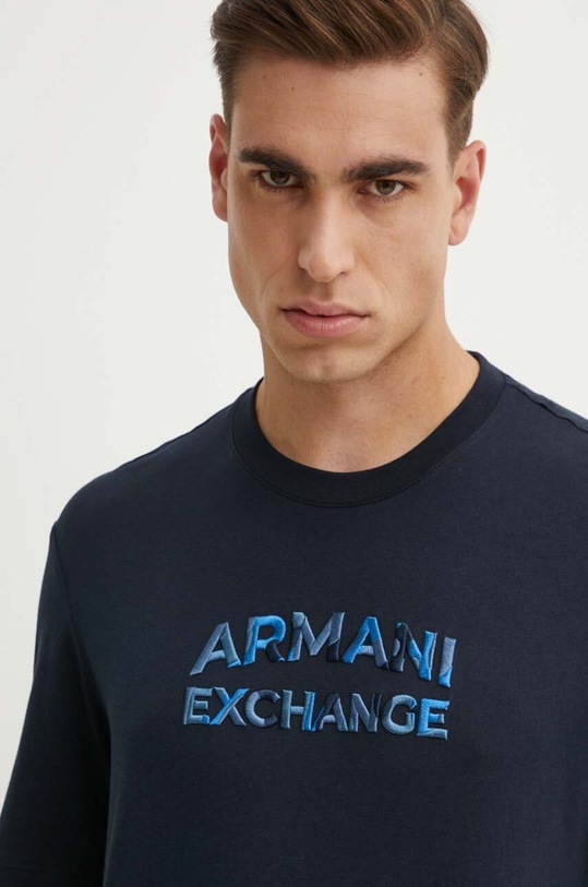Armani Exchange t-shirt bawełniany regular granatowy 6DZTHC.ZJBYZ