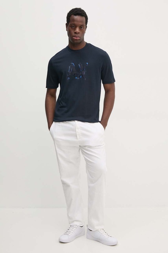 Armani Exchange t-shirt bawełniany 6DZTHN.ZJLFZ granatowy AW24