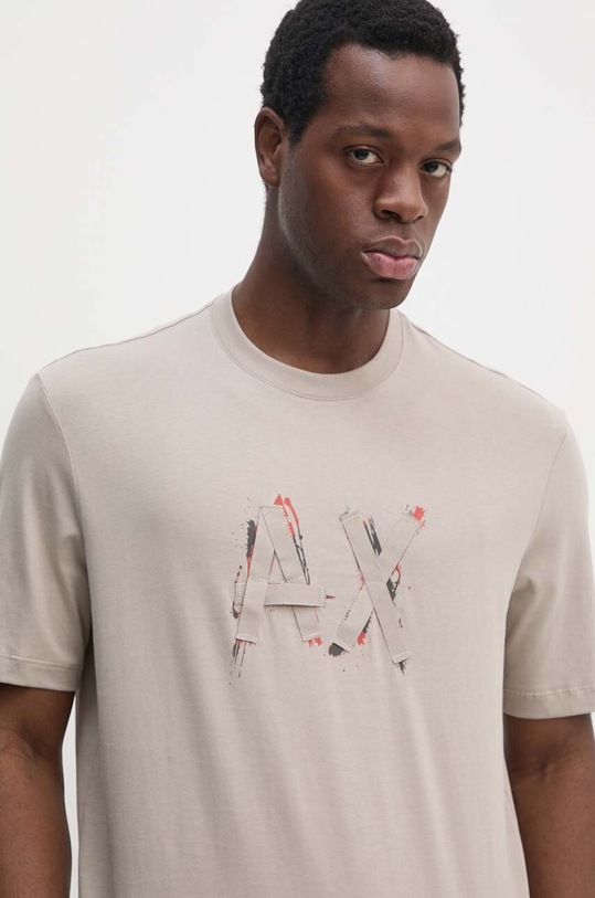 Armani Exchange t-shirt bawełniany nadruk beżowy 6DZTHN.ZJLFZ