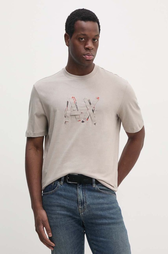Armani Exchange t-shirt bawełniany beżowy 6DZTHN.ZJLFZ