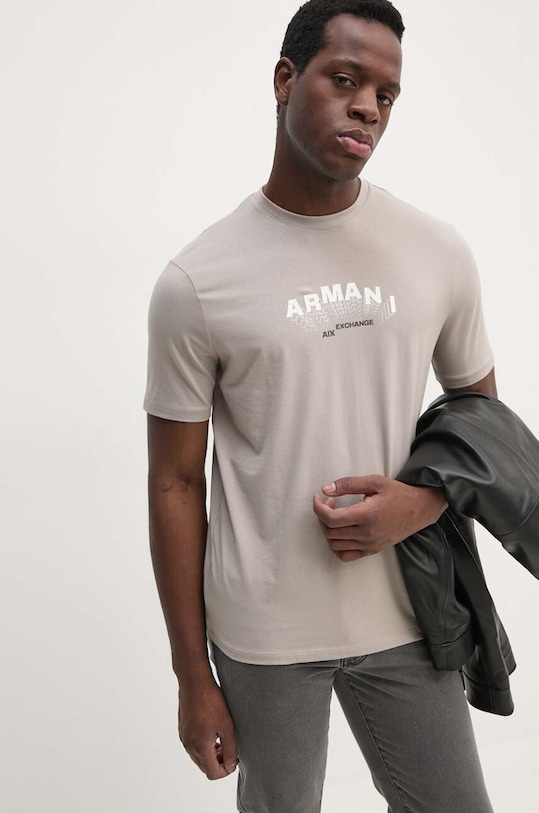 Armani Exchange t-shirt z elastanem beżowy 6DZTHV.ZJE6Z