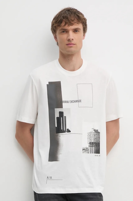 Bavlněné tričko Armani Exchange potisk bílá 6DZTHZ.ZJBYZ