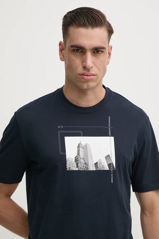 Бавовняна футболка Armani Exchange бавовна темно-синій 6DZTHZ.ZJBYZ
