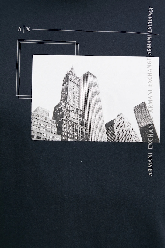 Bombažna kratka majica Armani Exchange 6DZTHZ.ZJBYZ mornarsko modra