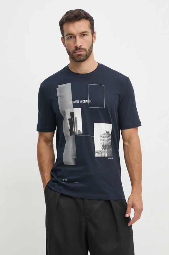 Хлопковая футболка Armani Exchange хлопок тёмно-синий 6DZTHZ.ZJBYZ