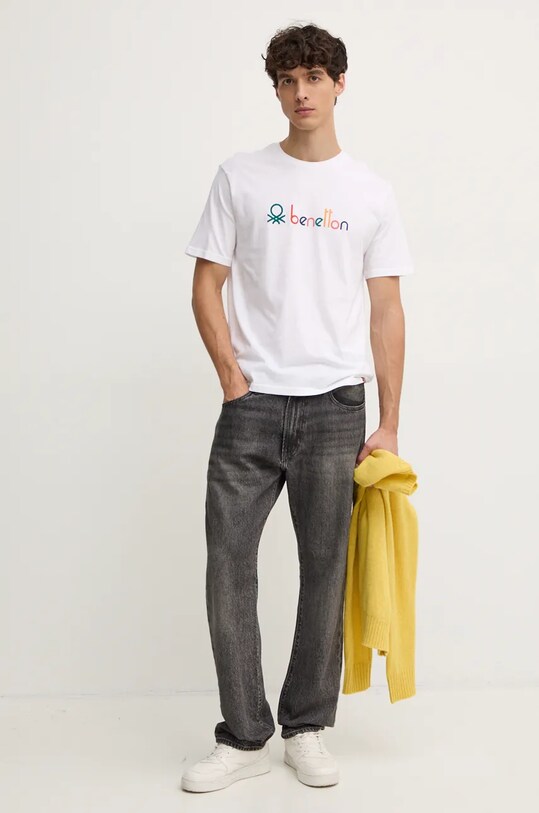 United Colors of Benetton tricou din bumbac print alb 3I1XU109Q