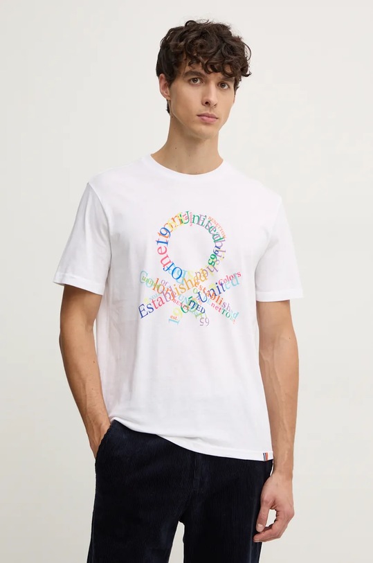 United Colors of Benetton tricou din bumbac alb 3I1XU109Q