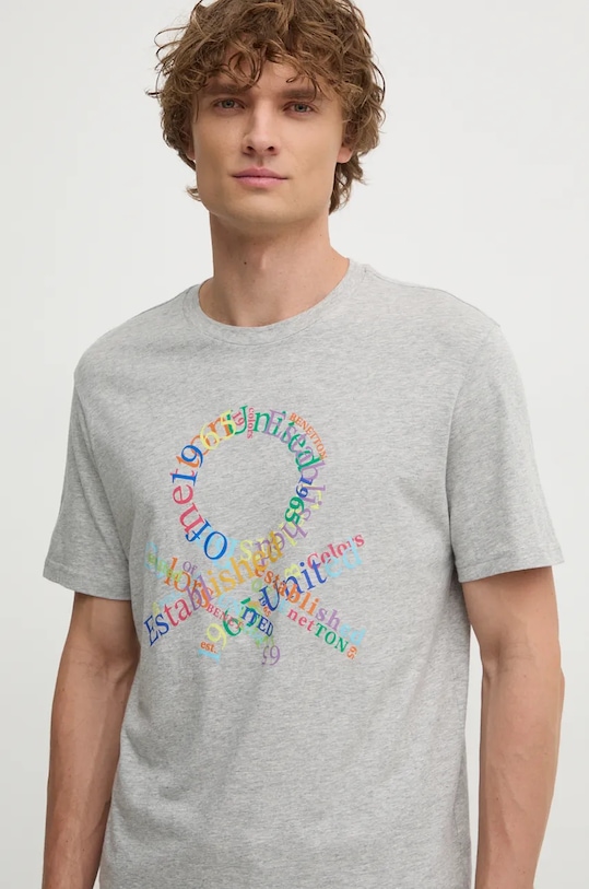 Bavlněné tričko United Colors of Benetton šedá 3I1XU109Q