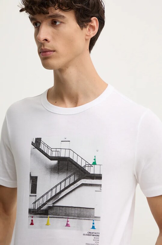 United Colors of Benetton tricou din bumbac alb 3I1XU109U