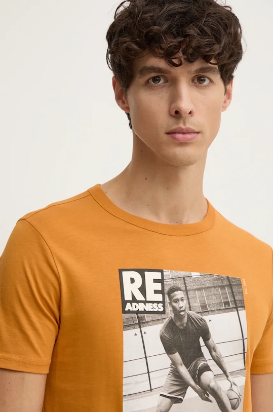 Хлопковая футболка United Colors of Benetton оранжевый 3I1XU109U