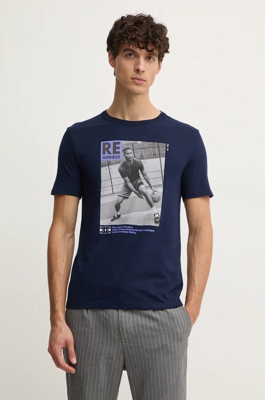 Bavlněné tričko United Colors of Benetton námořnická modř 3I1XU109U