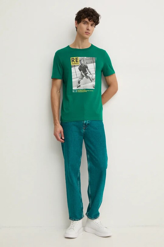 Бавовняна футболка United Colors of Benetton 3I1XU109U бірюзовий AW24
