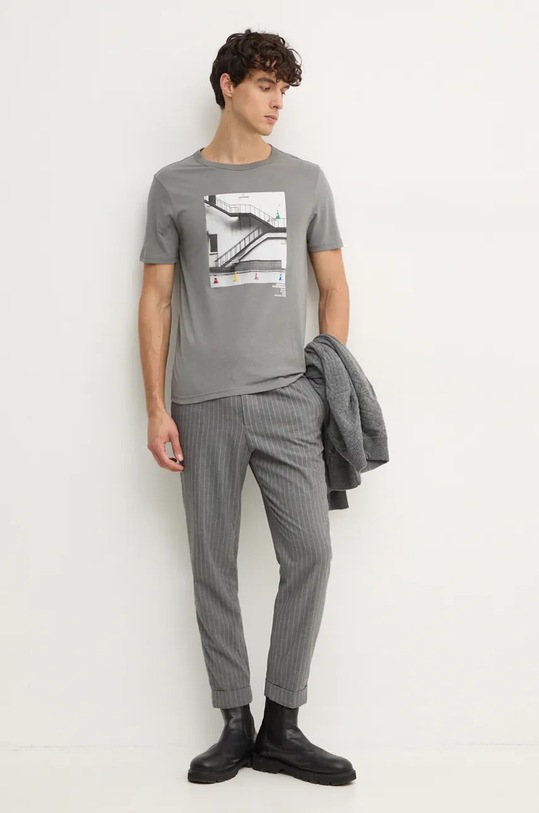 Pamučna majica United Colors of Benetton 3I1XU109U siva AW24