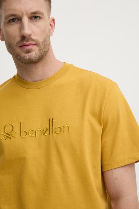 Bavlněné tričko United Colors of Benetton žlutá 3MI6U109O