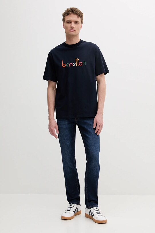 Βαμβακερό μπλουζάκι United Colors of Benetton 3MI6U109O σκούρο μπλε SS25